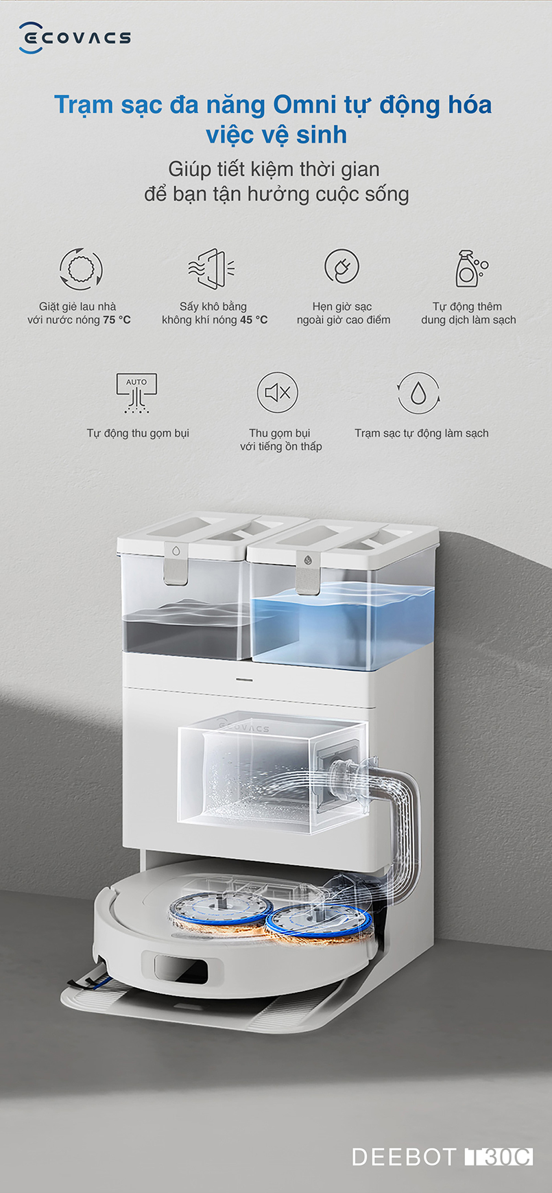 Robot hút bụi Ecovacs Deebot T30C 2025