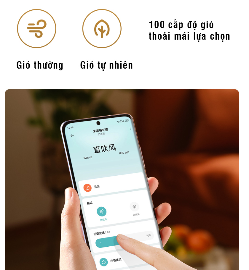 Quạt cây tuần hoàn không khí Xiaomi Mijia 08 – 100 cấp độ gió, điều chỉnh chiều cao