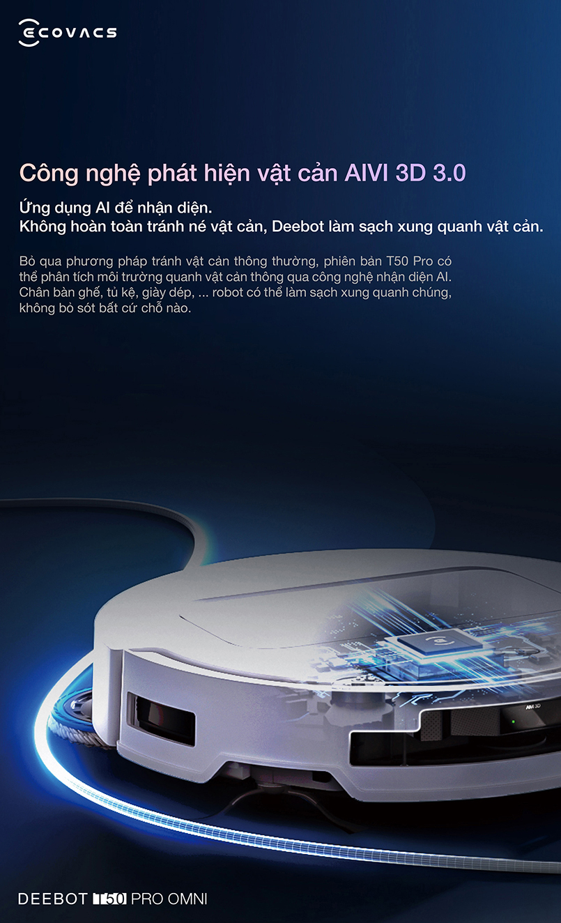 Robot hút bụi lau nhà Ecovacs Deebot T50 Pro Omni