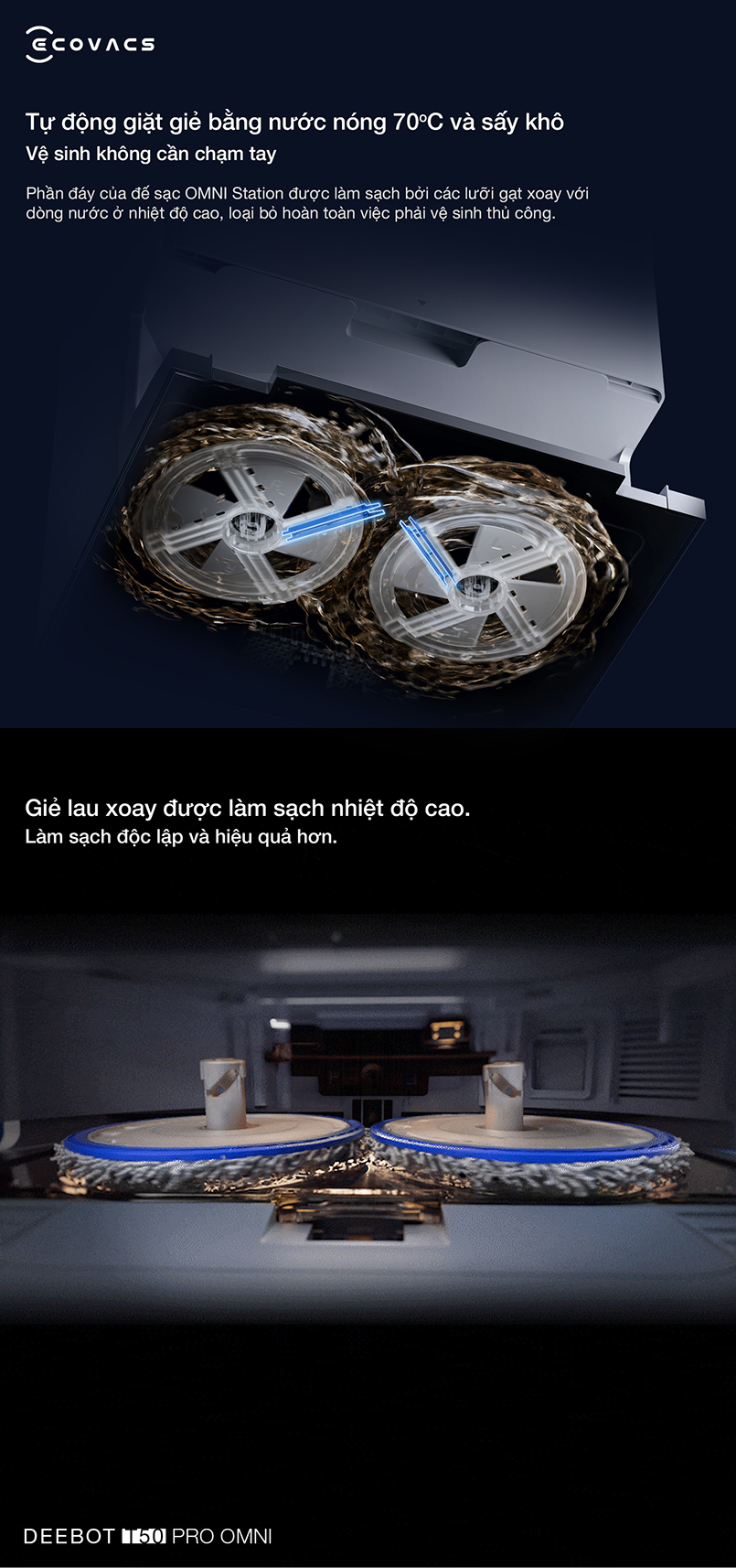 Robot hút bụi lau nhà Ecovacs Deebot T50 Pro Omni