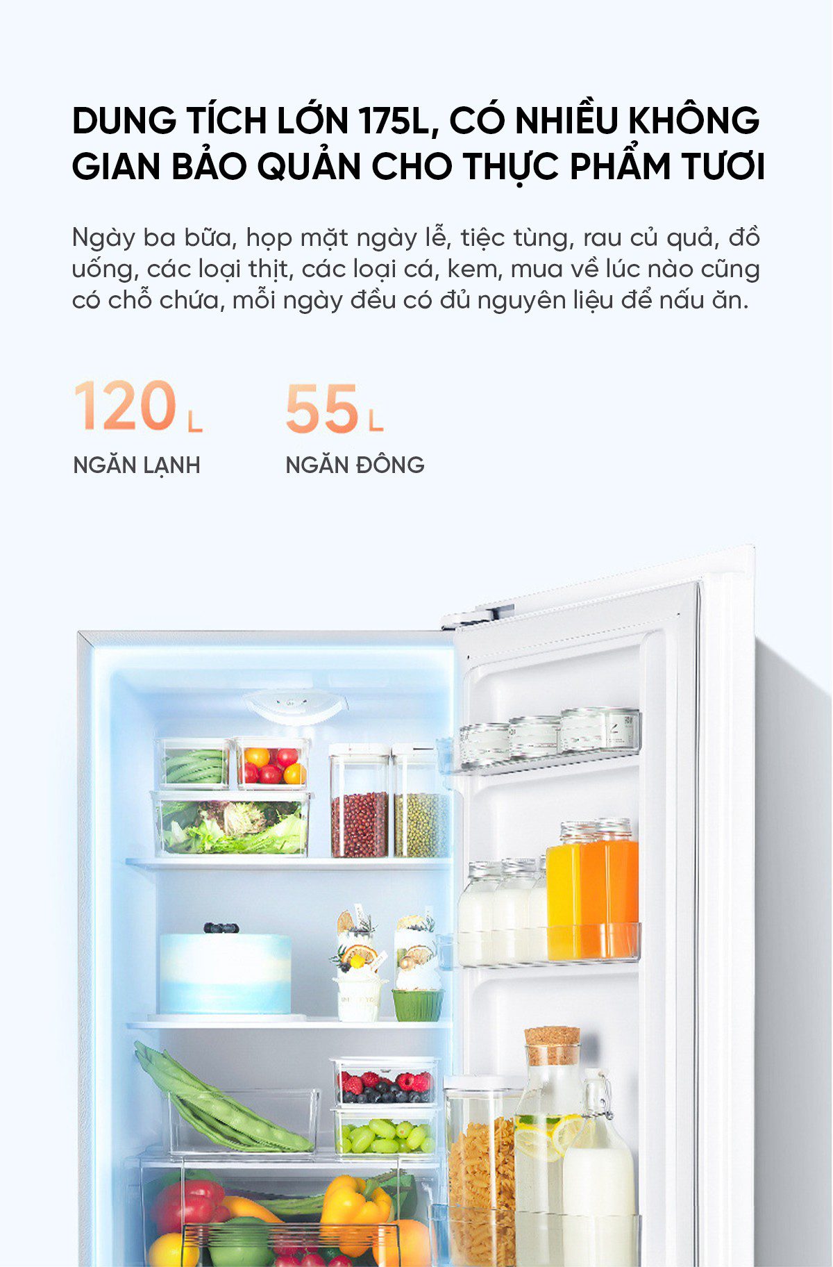 Tủ lạnh Xiaomi Mijia 175L 2 cánh tiết kiệm điện hiệu quả