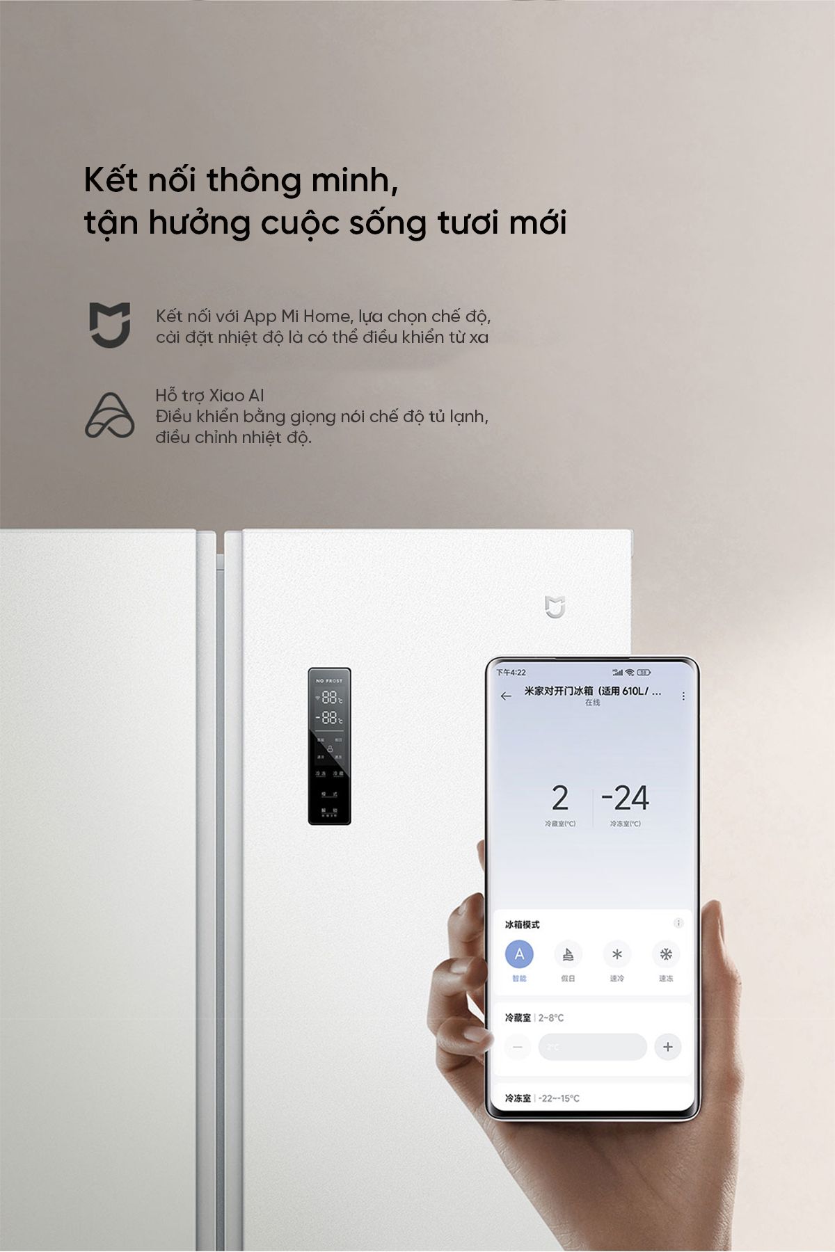Tủ lạnh Xiaomi Mijia 616L Side by Side ion khử khuẩn cấp đông nhanh