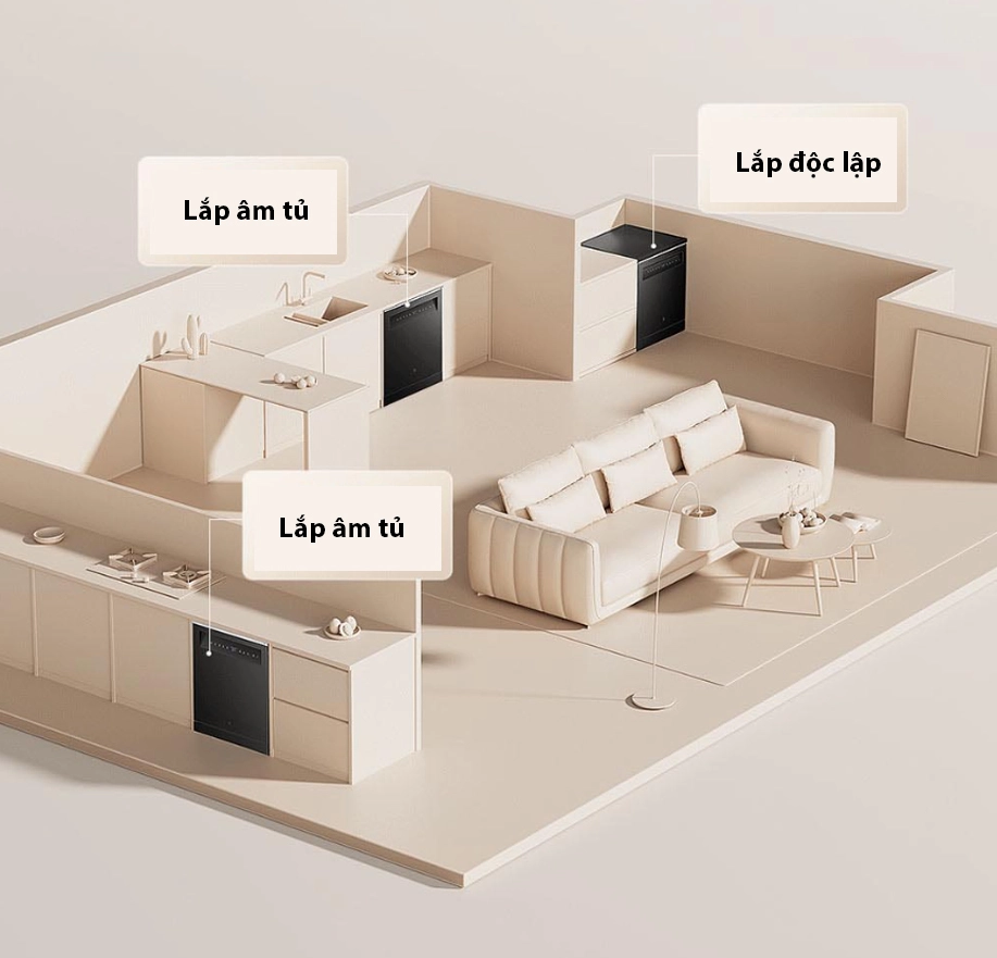 Máy Rửa Bát Xiaomi Mijia 16 Bộ S10 Rửa Phân Tầng, Khử Khuẩn UV
