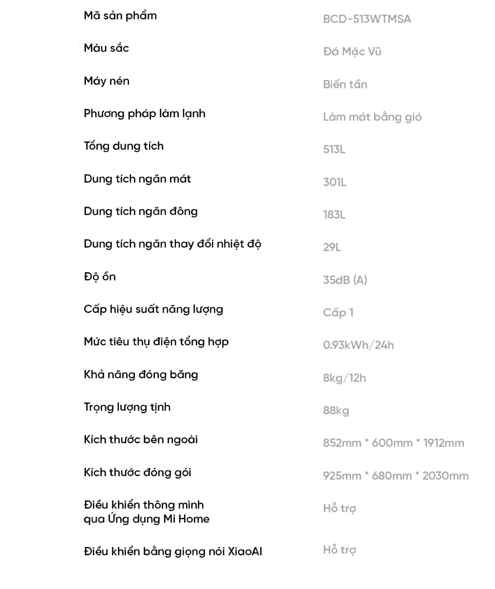 Tủ Lạnh 4 Cánh Xiaomi Mijia 513L Có Ngăn Đông Mềm